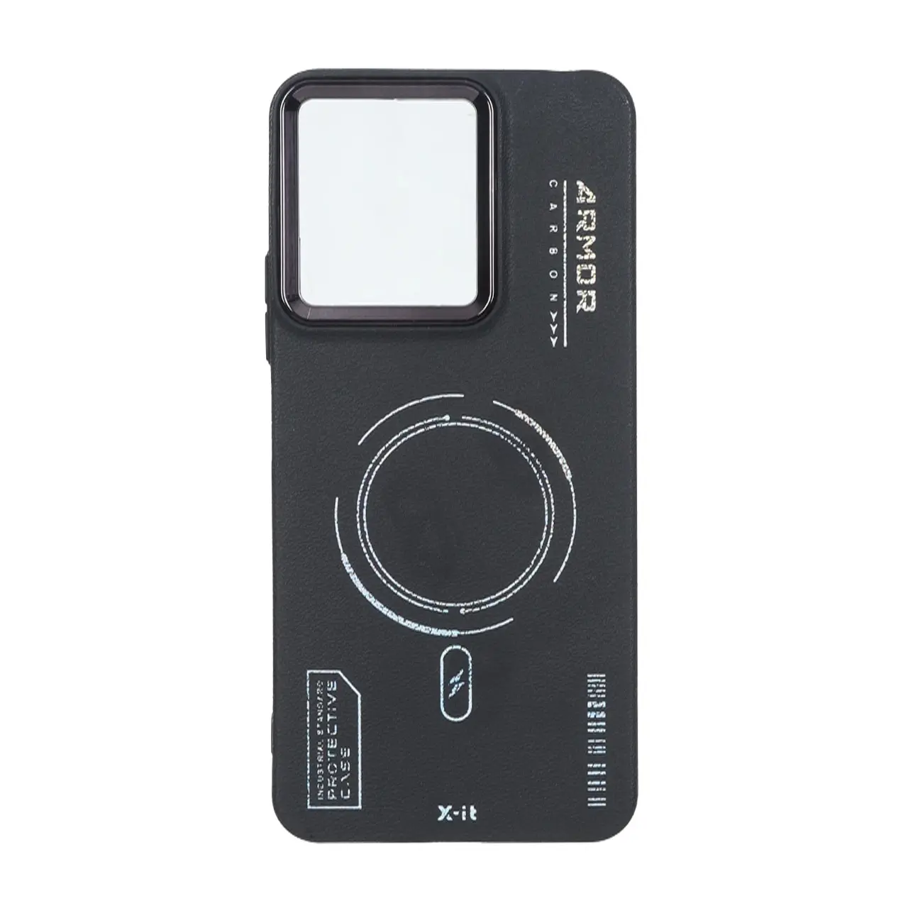 قاب Armor لنز متال Texture طرح مگ سیف Xiaomi Redmi 13X / Redmi 13 4G / Poco M6 4G - مشکی