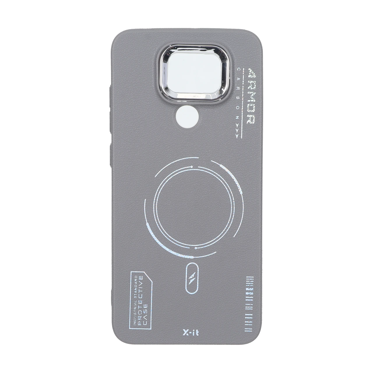 قاب Armor لنز متال Texture طرح مگ سیف Xiaomi Redmi Note 9 / Redmi 10X 5G / Redmi 10X Pro 5G - خاکستری