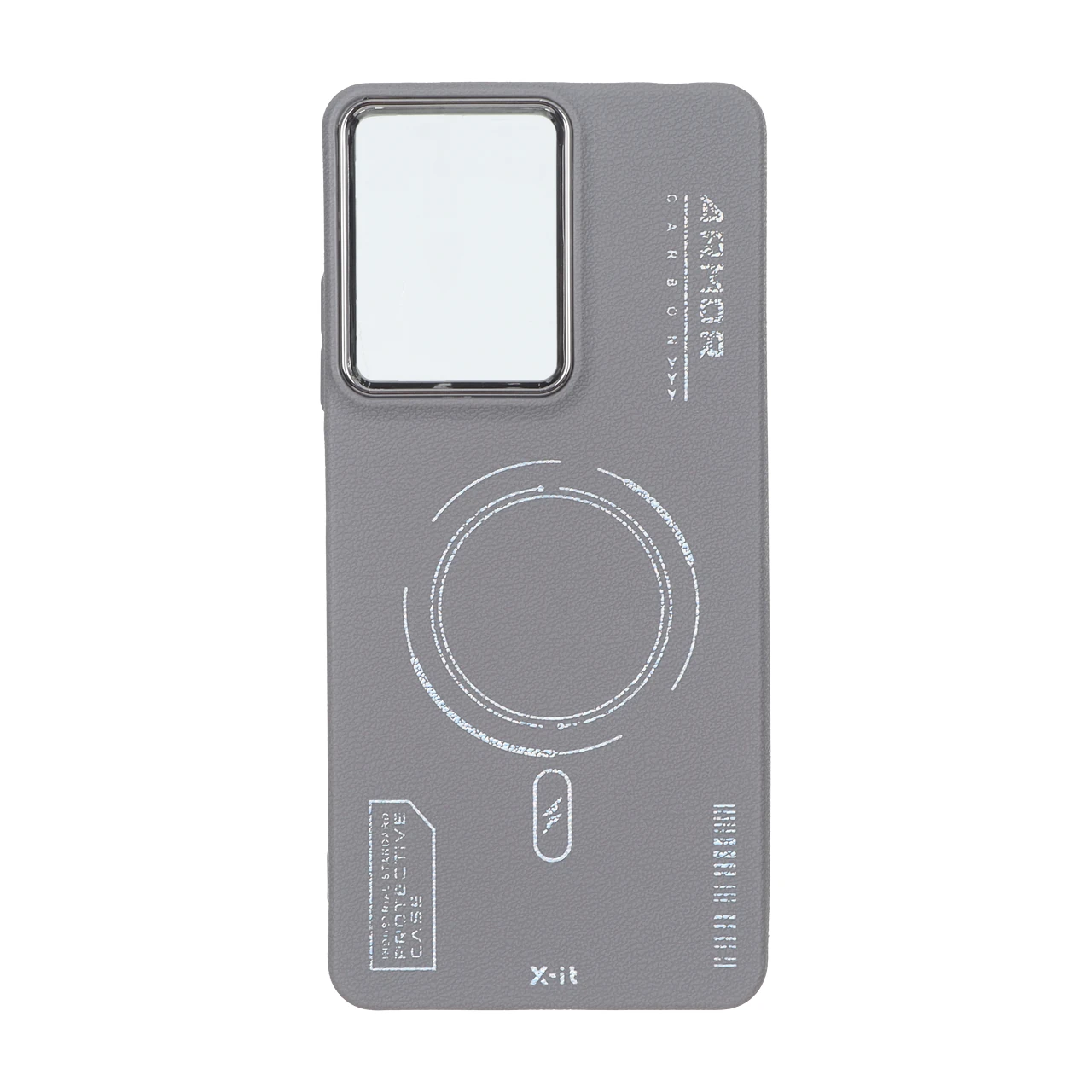 قاب Armor لنز متال Texture طرح مگ سیف Xiaomi Redmi Note 12 Pro Plus - خاکستری