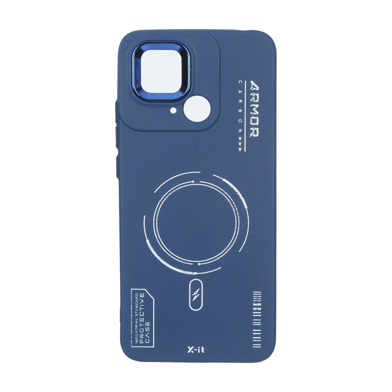 قاب Armor لنز متال Texture طرح مگ سیف Xiaomi Redmi 10C / Redmi 10 Power / Poco C40 - سرمه ای
