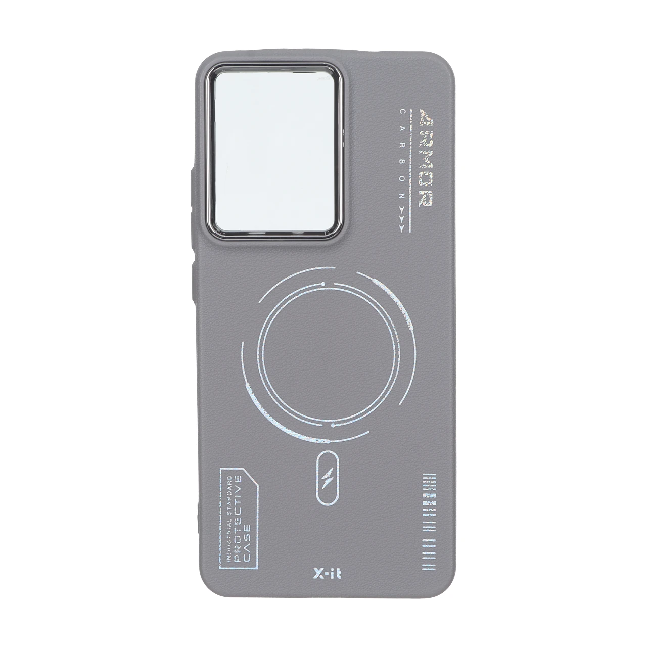قاب Armor لنز متال Texture طرح مگ سیف Xiaomi Poco X7 Pro - خاکستری