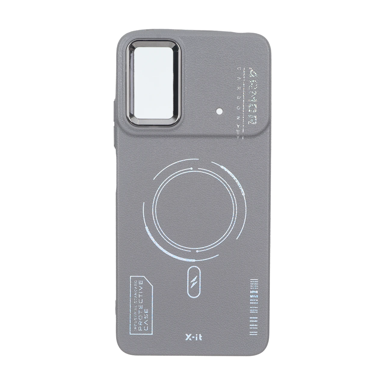 قاب Armor لنز متال Texture طرح مگ سیف Xiaomi Poco X4 Pro - خاکستری