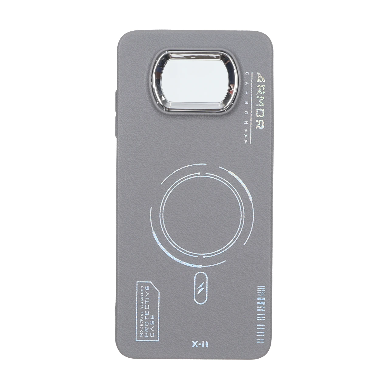 قاب Armor لنز متال Texture طرح مگ سیف Xiaomi Poco X3 / Poco X3 Pro / Poco X3 NFC - خاکستری