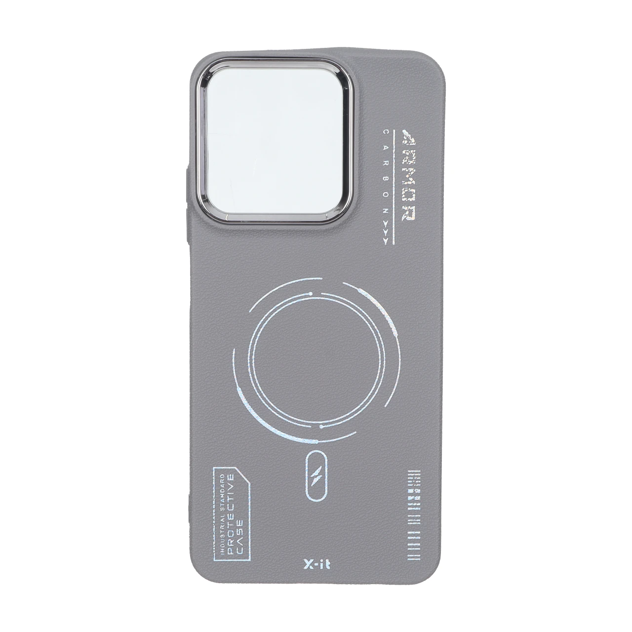 قاب Armor لنز متال Texture طرح مگ سیف Realme C53 / C51 / Note 50 - خاکستری