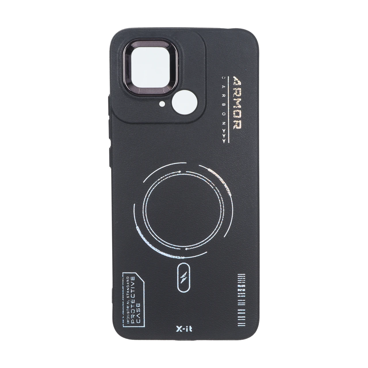 قاب Armor لنز متال Texture طرح مگ سیف Xiaomi Redmi 10C / Redmi 10 Power / Poco C40 - مشکی