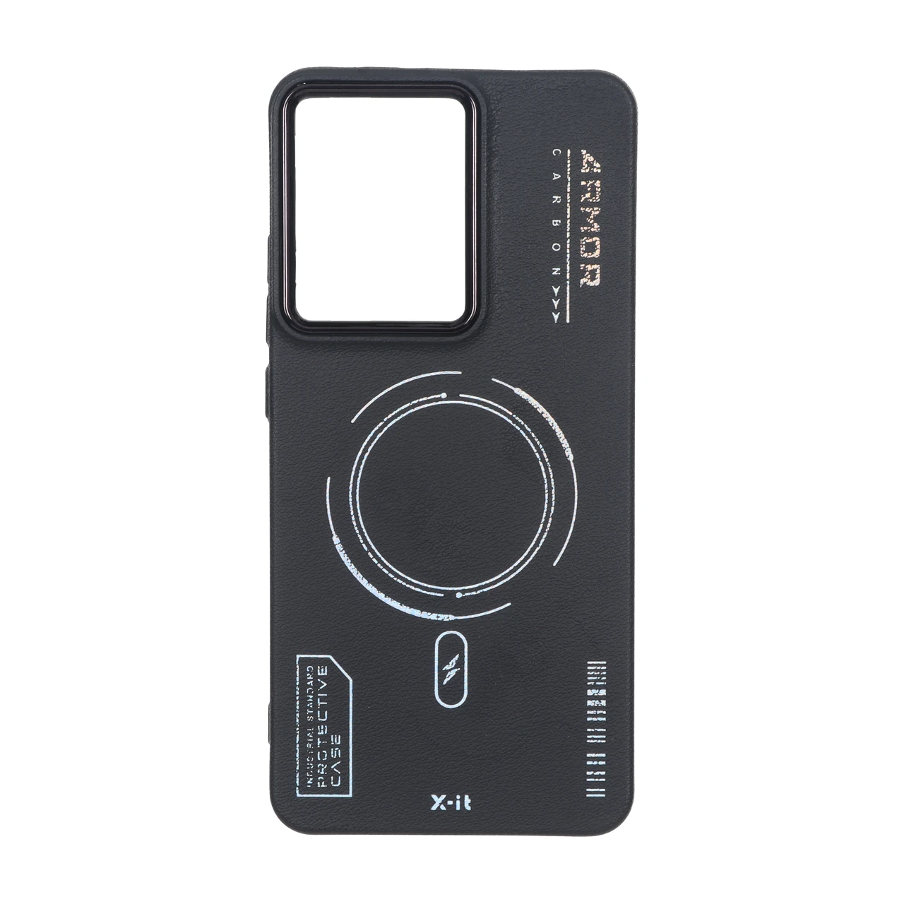 قاب Armor لنز متال Texture طرح مگ سیف Xiaomi Poco X7 Pro - مشکی
