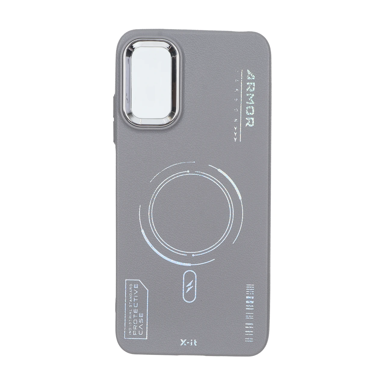 قاب Armor لنز متال Texture طرح مگ سیف Xiaomi Poco M3 Pro / Redmi Note 10 5G / Redmi Note 11 SE - خاکستری