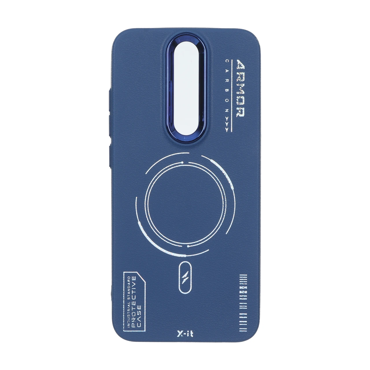 قاب Armor لنز متال Texture طرح مگ سیف Xiaomi Redmi 8 - سرمه ای