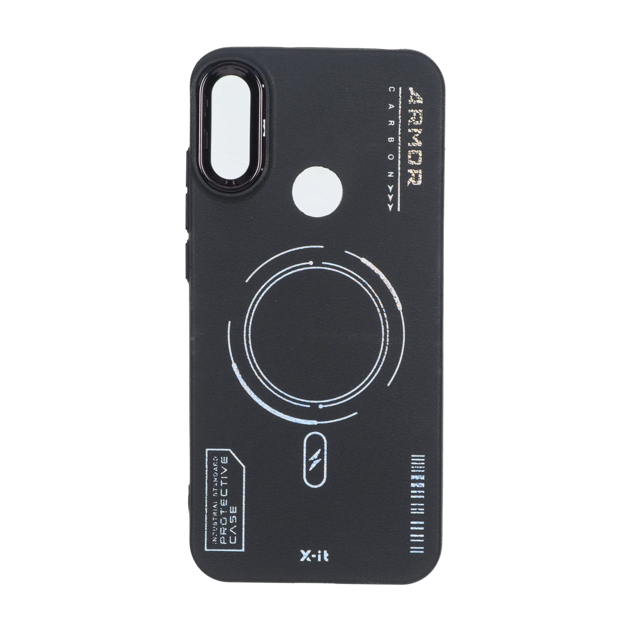قاب Armor لنز متال Texture طرح مگ سیف Huawei Y6 (2019) / Y6 Prime (2019) / Y6s / Honor 8a - مشکی