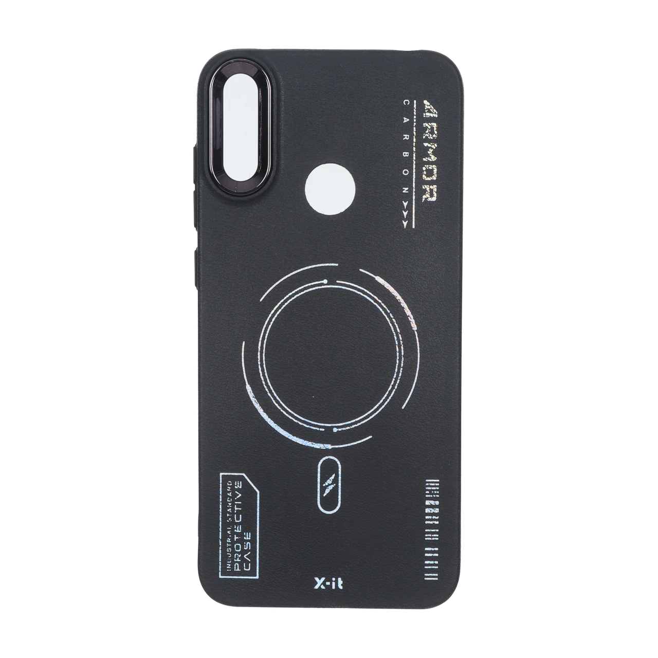قاب Armor لنز متال Texture طرح مگ سیف Huawei Y7 Prime (2019) / Huawei Y7 (2019) - مشکی