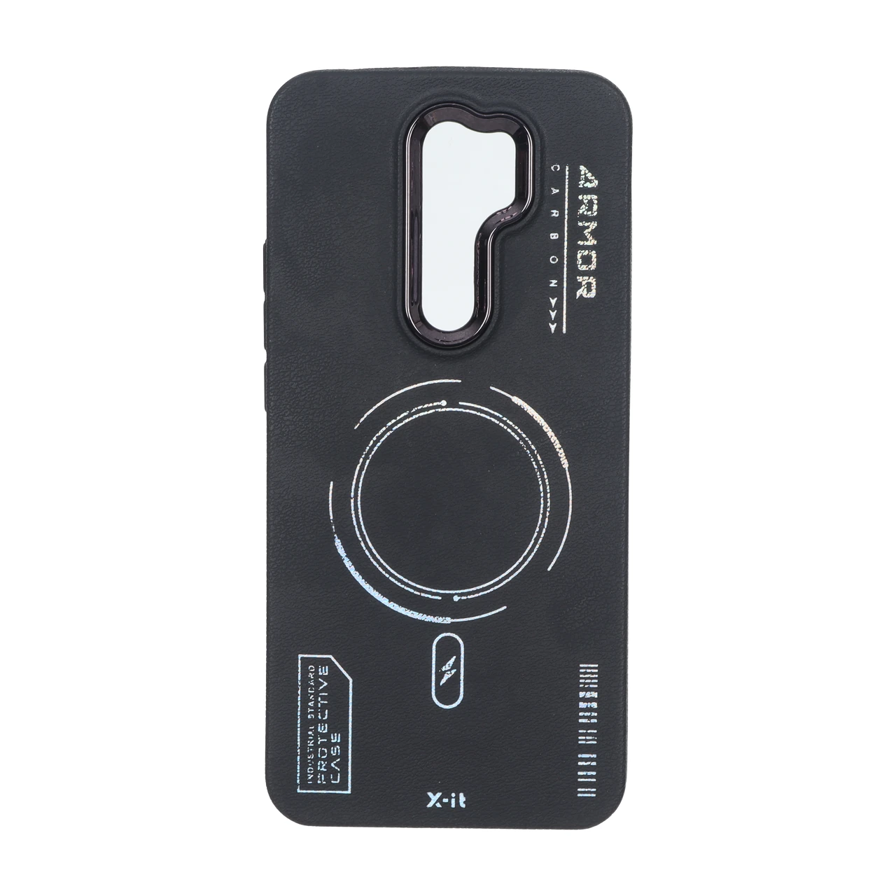 قاب Armor لنز متال Texture طرح مگ سیف Xiaomi Redmi 9 / Redmi 9 Prime / Poco M2 - مشکی