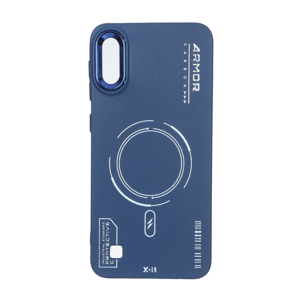 قاب Armor لنز متال Texture طرح مگ سیف Samsung Galaxy A10 / M10 - سرمه ای
