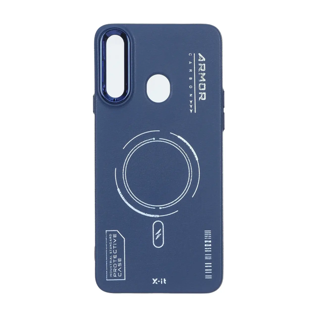 قاب Armor لنز متال Texture طرح مگ سیف Samsung Galaxy A20s - سرمه ای