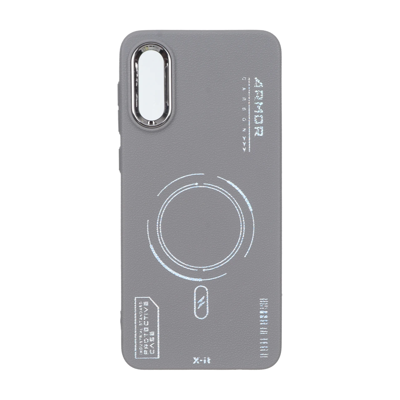 قاب Armor لنز متال Texture طرح مگ سیف Samsung Galaxy A02 / M02 - خاکستری