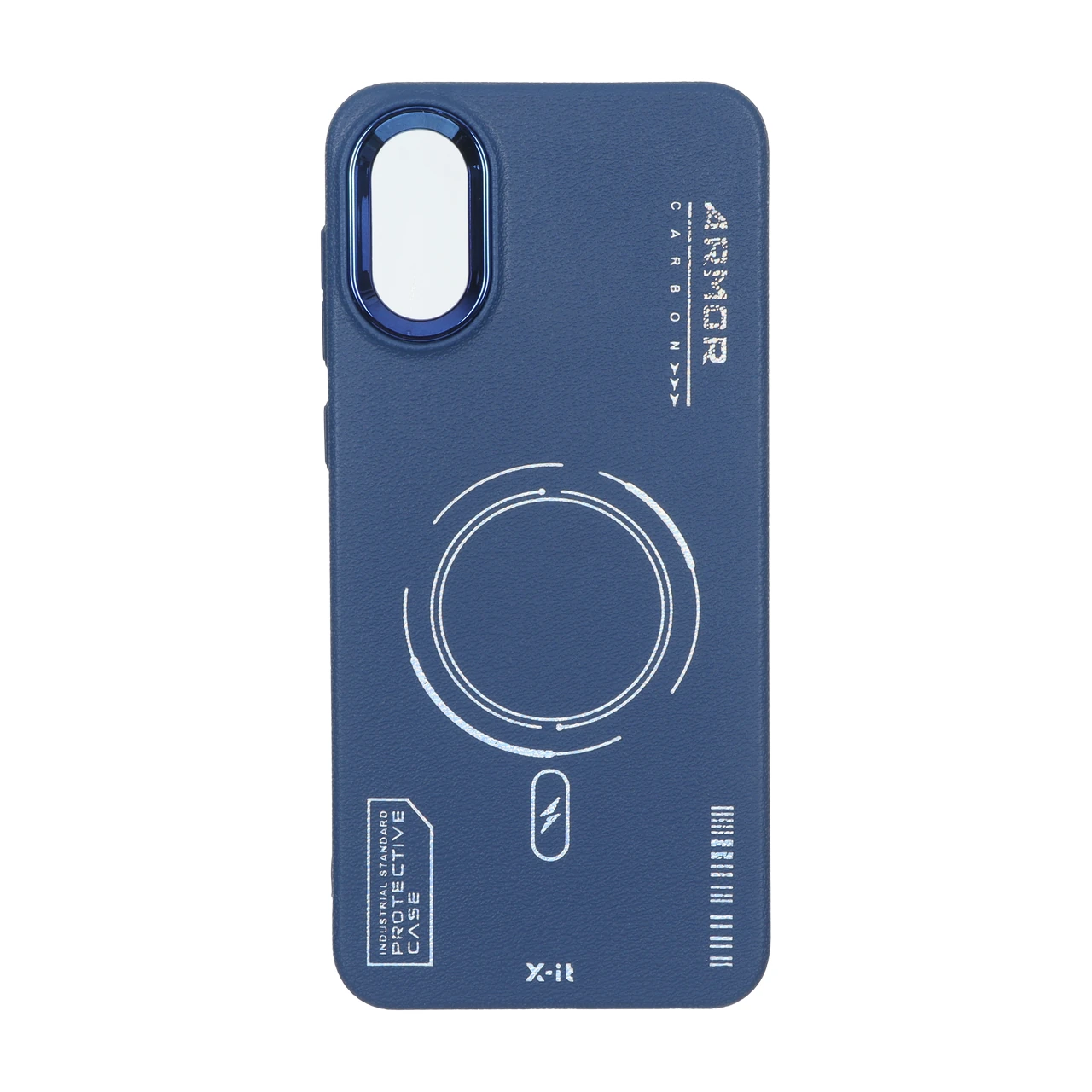 قاب Armor لنز متال Texture طرح مگ سیف Samsung Galaxy A03 Core - سرمه ای
