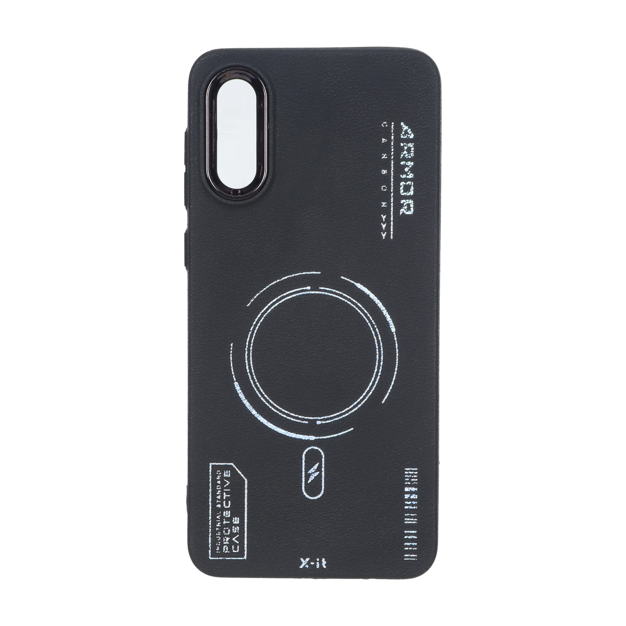 قاب Armor لنز متال Texture طرح مگ سیف Samsung Galaxy A02 / M02 - مشکی