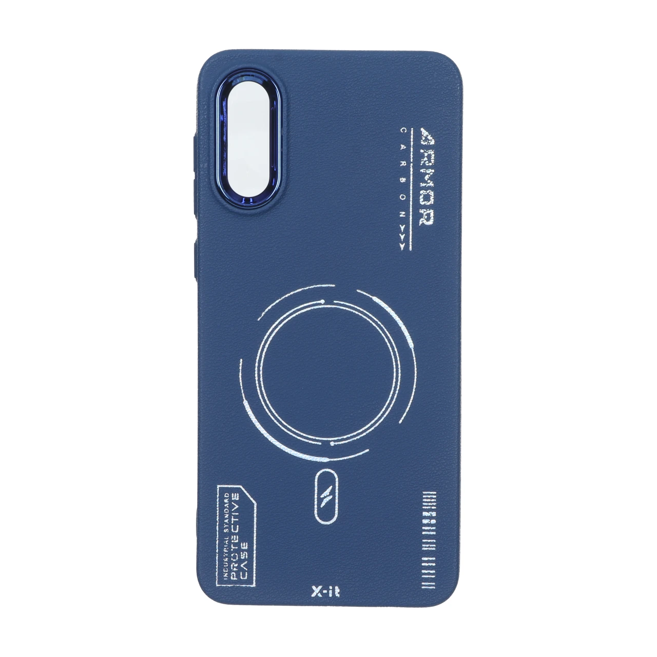 قاب Armor لنز متال Texture طرح مگ سیف Samsung Galaxy A02 / M02 - سرمه ای