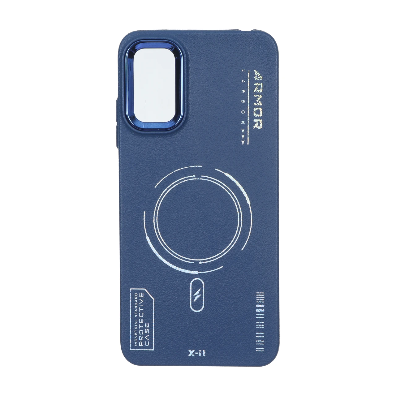 قاب Armor لنز متال Texture طرح مگ سیف Xiaomi Poco M3 Pro / Redmi Note 10 5G / Redmi Note 11 SE - سرمه ای
