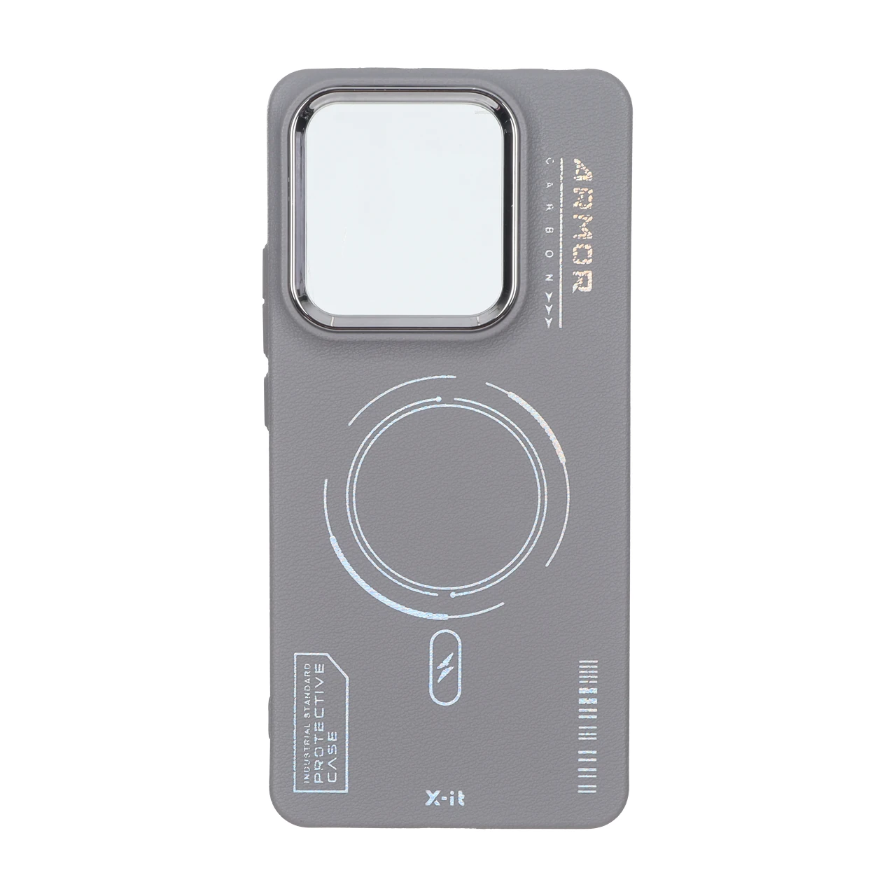 قاب Armor لنز متال Texture طرح مگ سیف Xiaomi Poco M7 Pro 5G - خاکستری