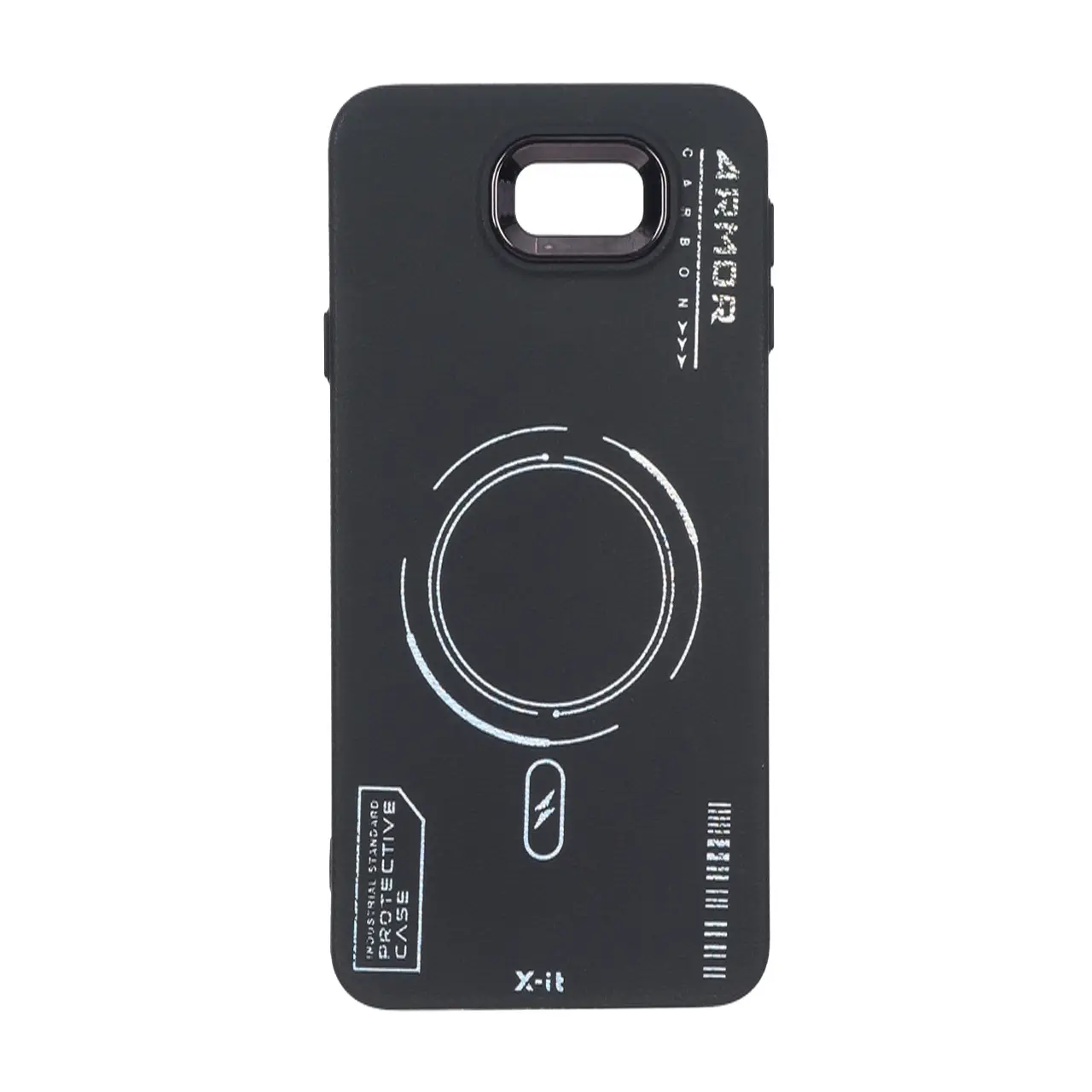 قاب Armor لنز متال Texture طرح مگ سیف Samsung Galaxy J7 Prime / G610 - مشکی