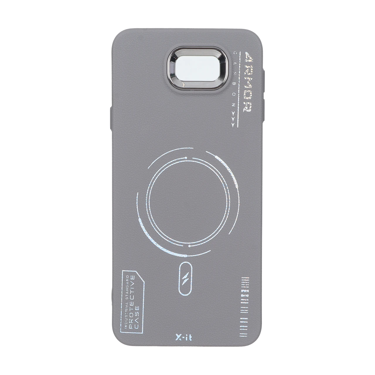 قاب Armor لنز متال Texture طرح مگ سیف Samsung Galaxy J7 Prime / G610 - خاکستری