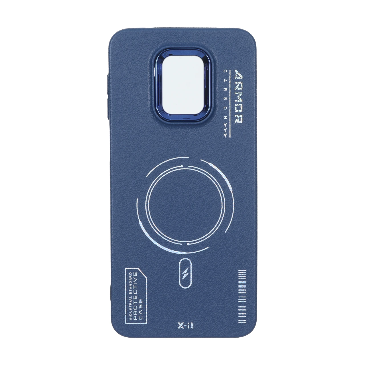 قاب Armor لنز متال Texture طرح مگ سیف Xiaomi Redmi Note 9S / Redmi Note 9 Pro / Redmi Note 9 Pro Max - سرمه ای
