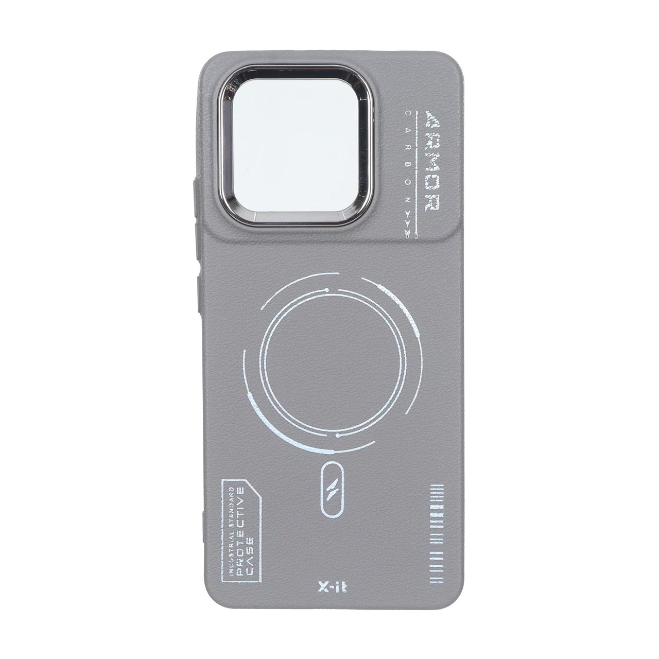 قاب Armor لنز متال Texture طرح مگ سیف Xiaomi Poco X6 Pro 5G / Redmi K70E - خاکستری