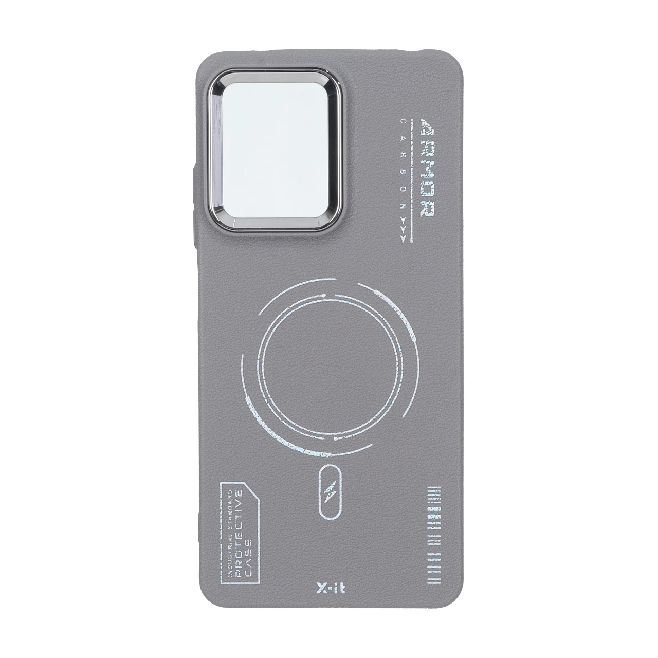 قاب Armor لنز متال Texture طرح مگ سیف Xiaomi Poco X5 Pro 5G - خاکستری