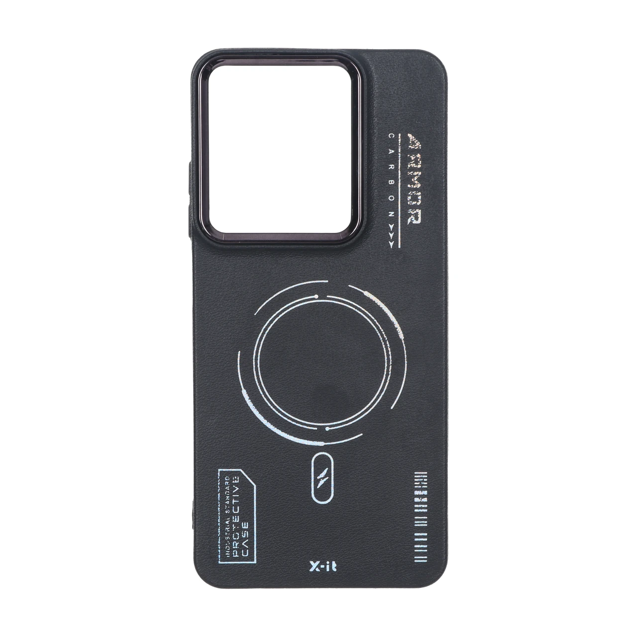 قاب Armor لنز متال Texture طرح مگ سیف Xiaomi Redmi A5 / Poco C71 - مشکی