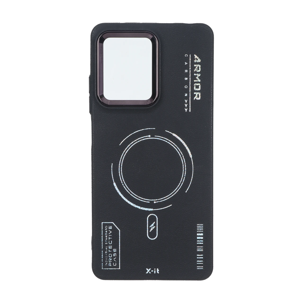 قاب Armor لنز متال Texture طرح مگ سیف Xiaomi Poco X5 Pro 5G - مشکی