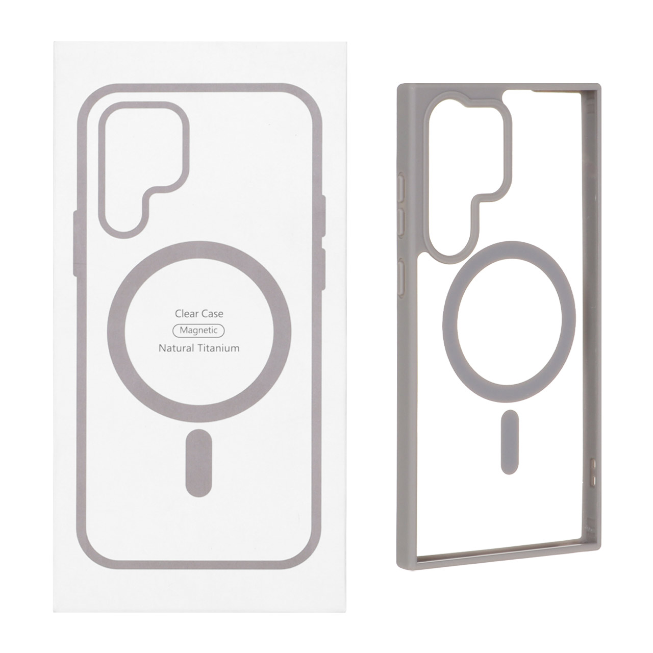 قاب شفاف دور رنگی Samsung Galaxy S23 Ultra با قابلیت شارژ MagSafe - طوسی (پک دار) - MPS