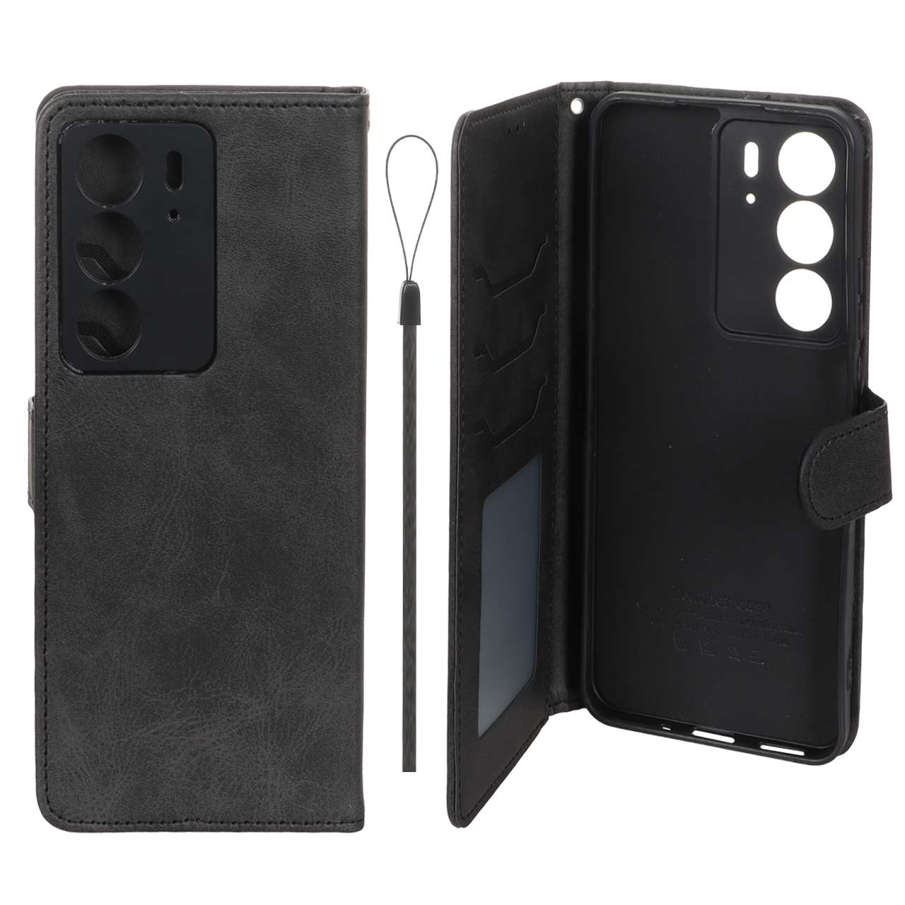 کیف موبایل مگنتی درجه یک داخل خز MNC Plus مدل Realme C75 / C75x - مشکی