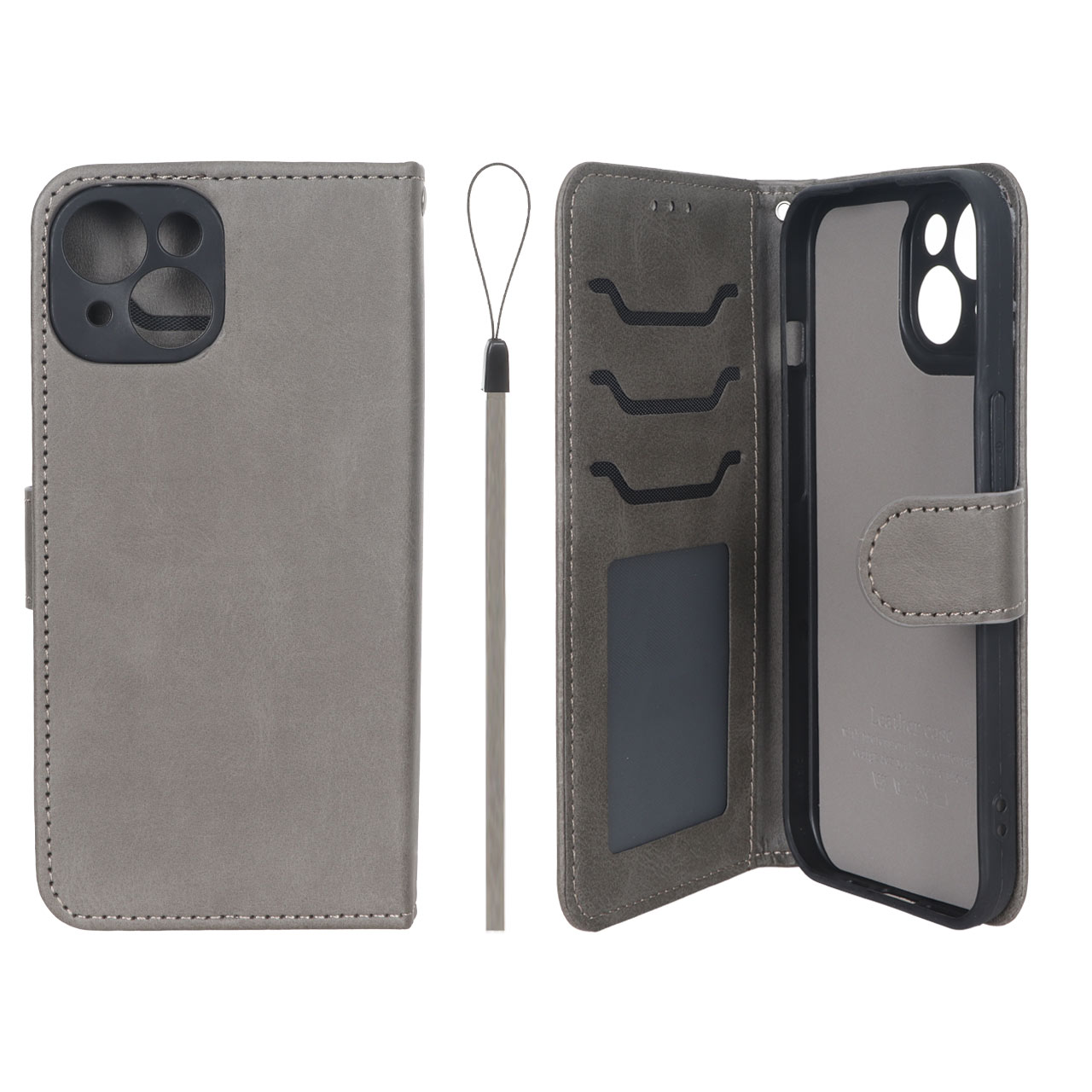 کیف موبایل مگنتی درجه یک داخل خز MNC Plus مدل Apple iPhone 15 - خاکستری