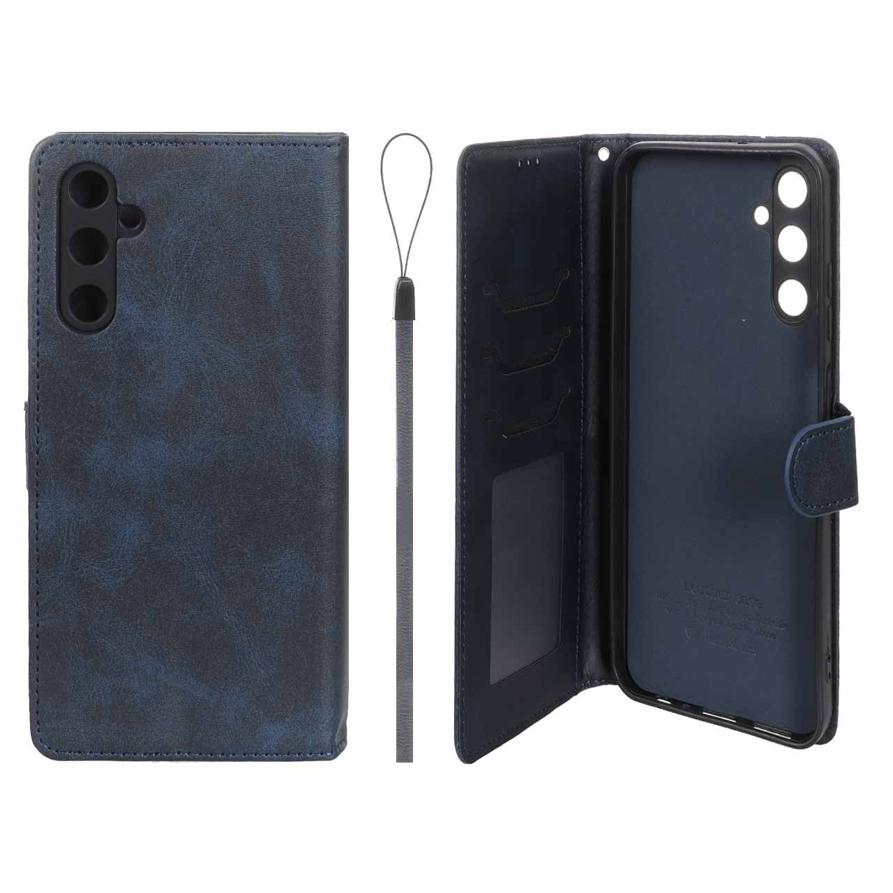 کیف موبایل مگنتی درجه یک داخل خز MNC Plus مدل Samsung Galaxy A05s / M14 4G / F14 4G - سرمه ای