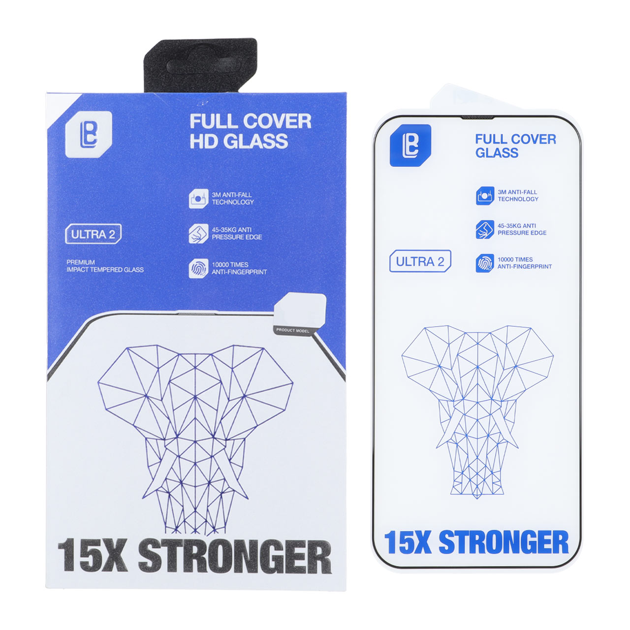 محافظ صفحه نمایش شیشه ای Full Cover Lanbi - 15X Stronger مدل Apple iPhone 15 Pro Max (پک دار)