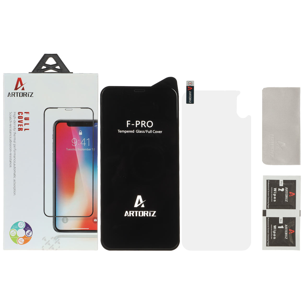 محافظ صفحه نمایش شیشه ای اورجینال Artoriz با برچسب محافظ پشت گوشی Apple iPhone 11 Pro / iPhone XS / iPhone X (پک دار)
