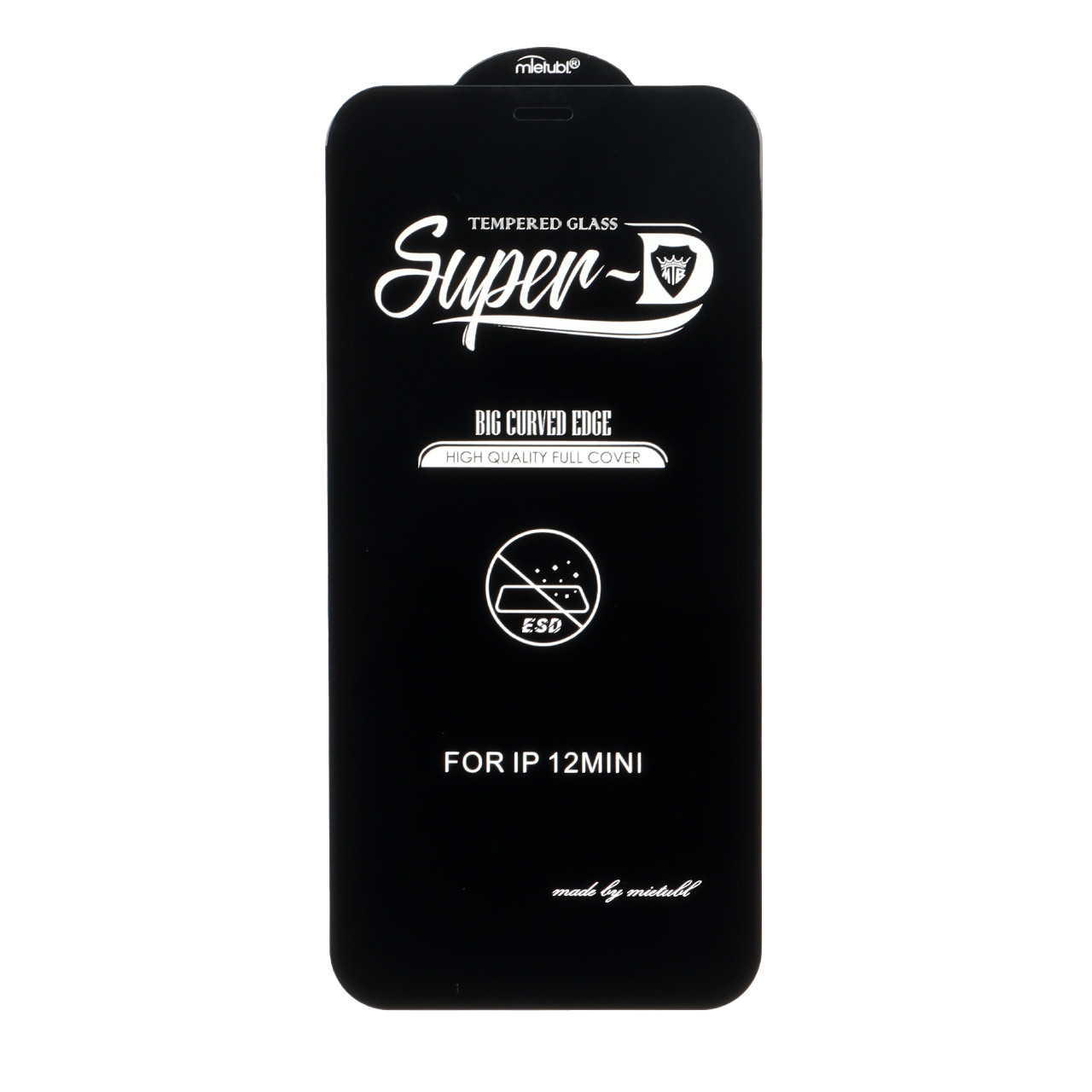 محافظ صفحه نمایش شیشه ای Apple iPhone 12 Mini - Full Cover Super D Mietubl - ESD - مشکی - NTC ORG