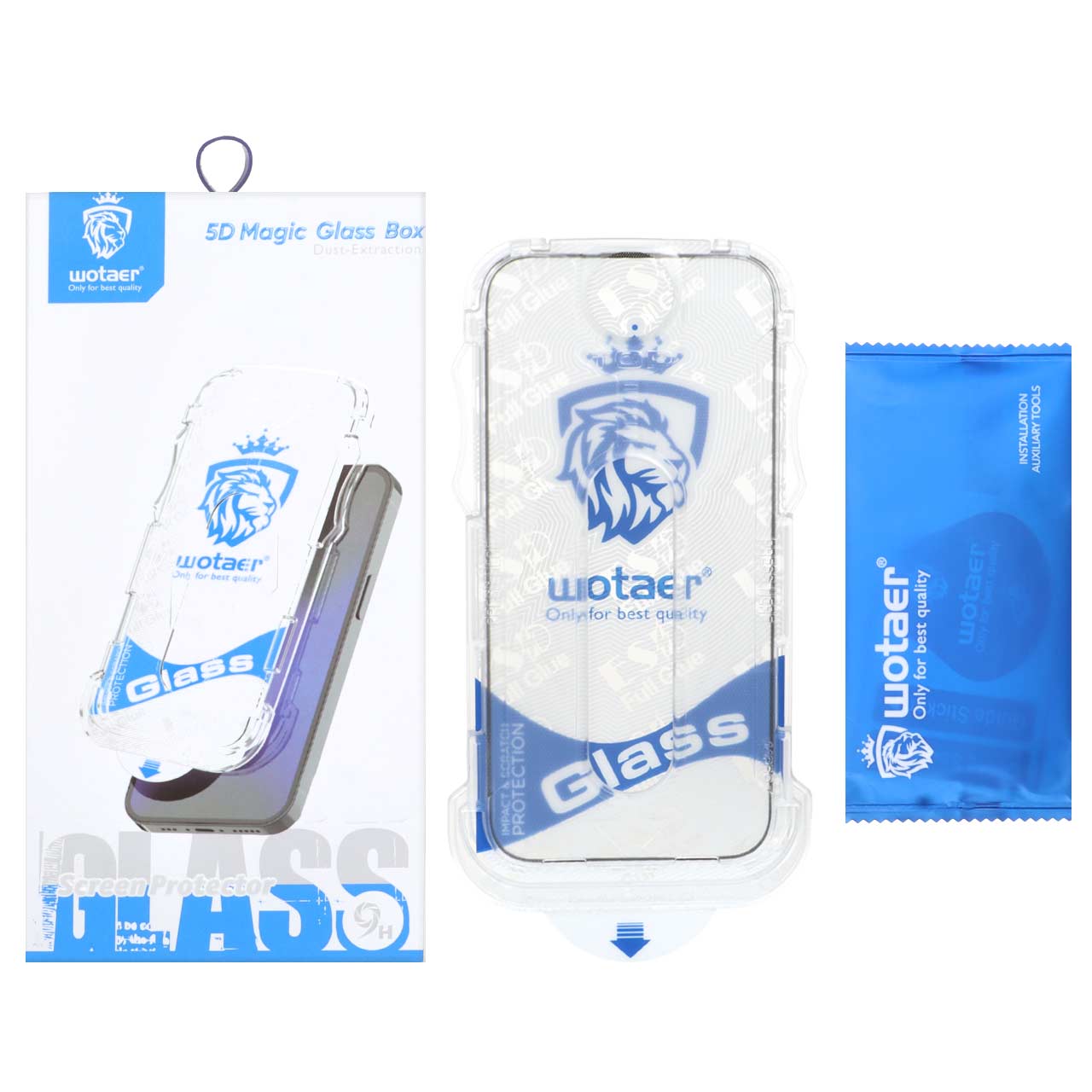 محافظ صفحه نمایش شیشه ای اورجینال Wotaer - Magic Glass Box مدل NTC - Apple iPhone 16 / iPhone 15 / iPhone 14 Pro (پک دار)