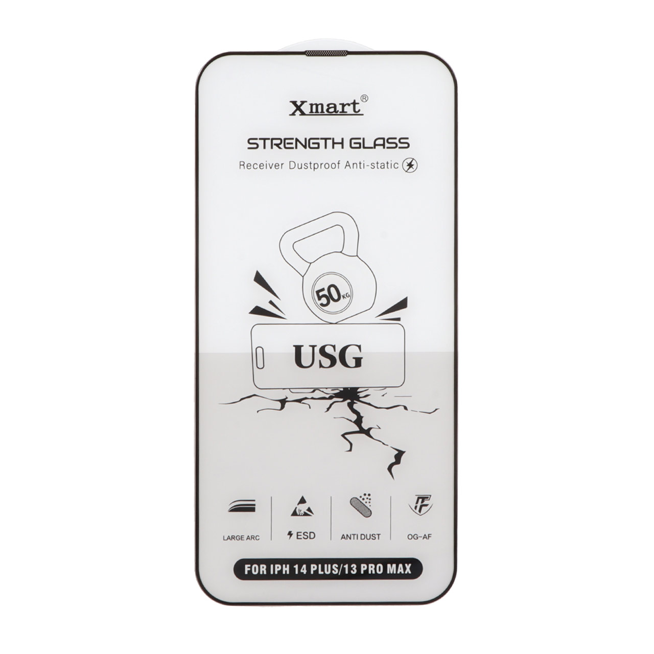 محافظ صفحه نمایش شیشه ای اورجینال Full Cover XMART Anti Static USG مدل Apple iPhone 13 Pro Max