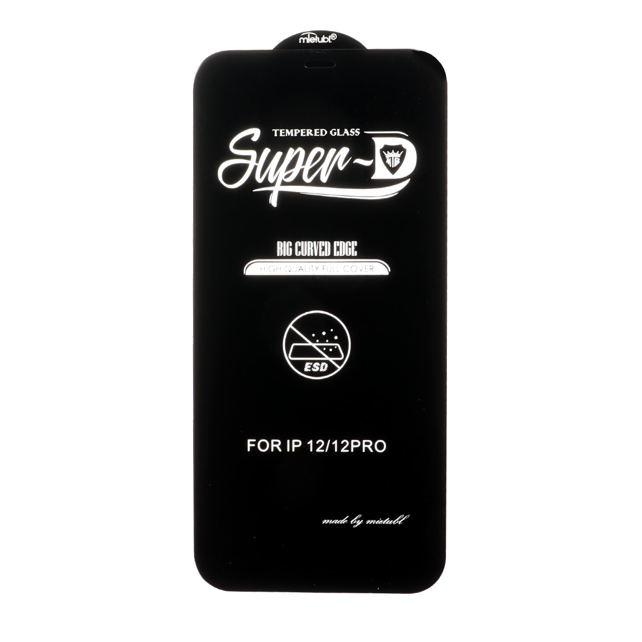 محافظ صفحه نمایش شیشه ای Apple iPhone 12 / iPhone 12 Pro - Full Cover Super D Mietubl - مشکی (بدون پک) - NTC ORG