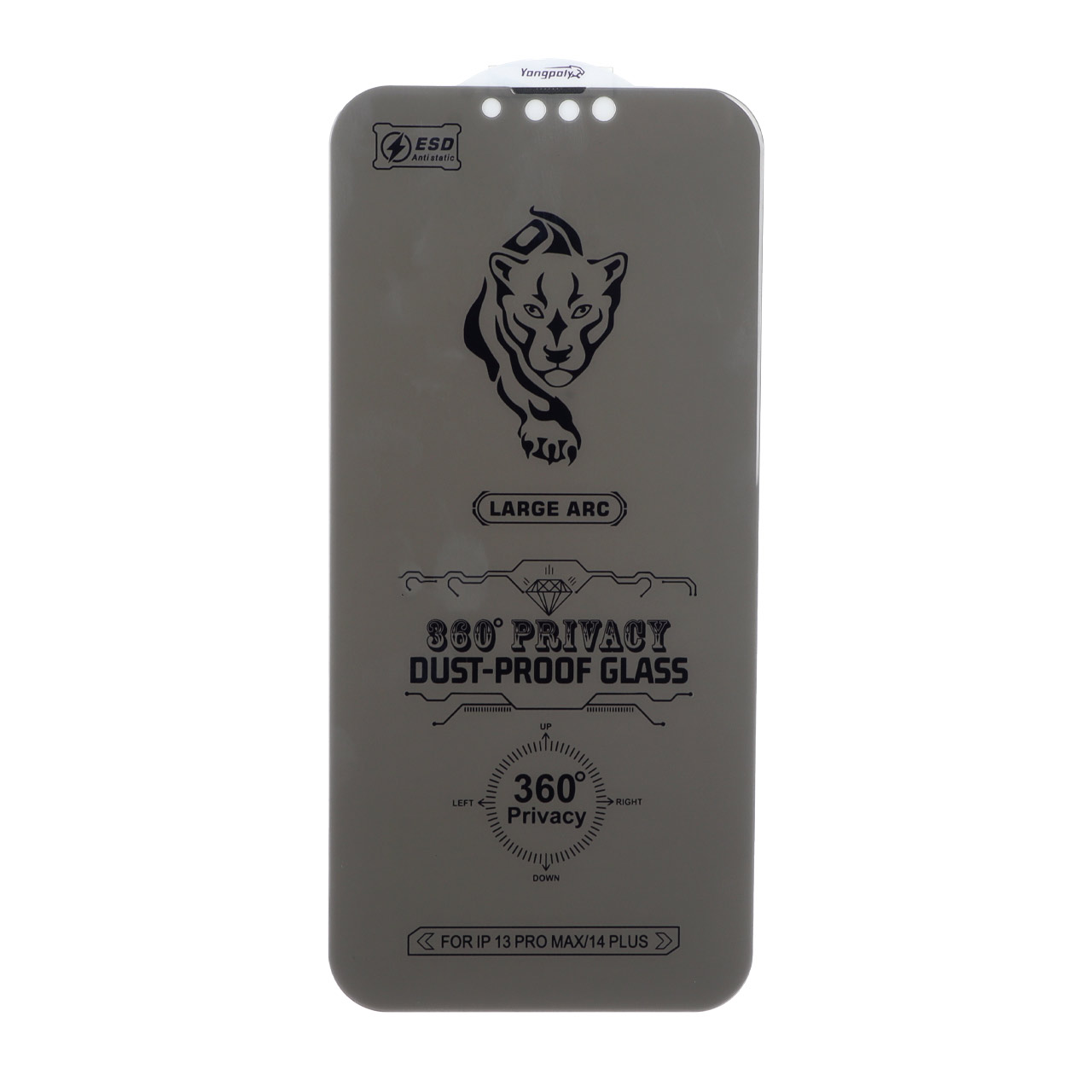 محافظ صفحه نمایش شیشه ای YongPoly 360 ESD Privacy بدون حاشیه توری دار Apple iPhone 13 Pro Max / iPhone 14 Plus