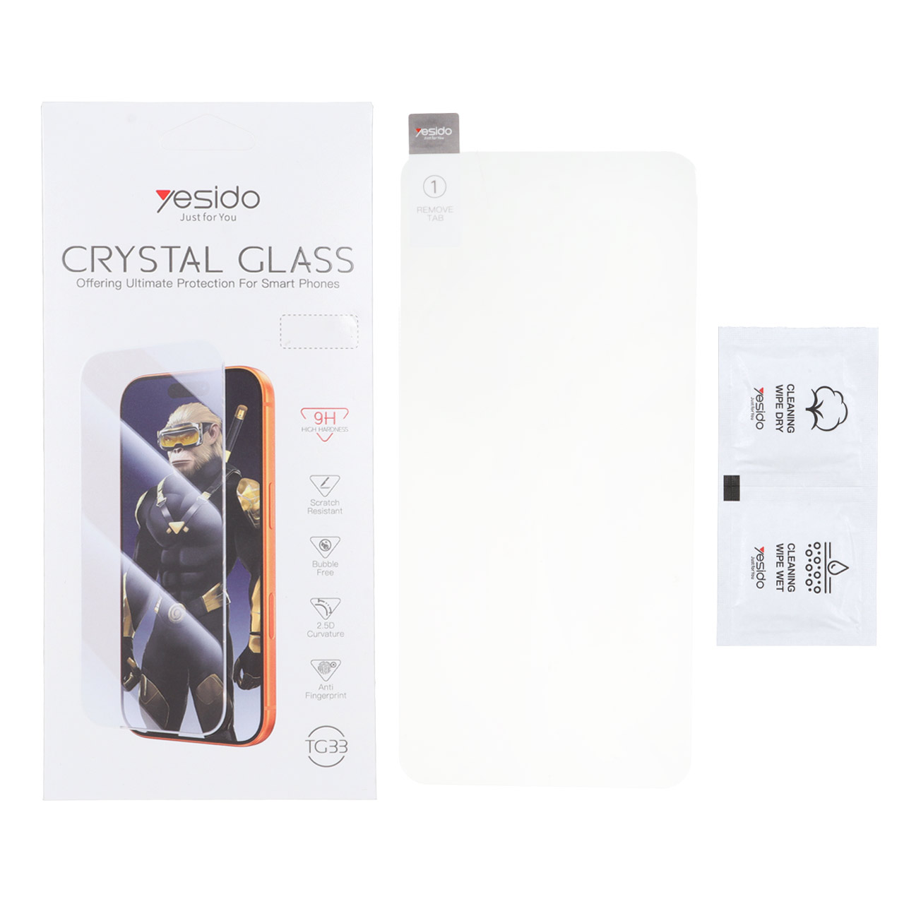 محافظ صفحه نمایش شیشه ای اورجینال بدون حاشیه Crystal Glass Yesido TG33 مدل Apple iPhone 17 Pro Max (پک دار)