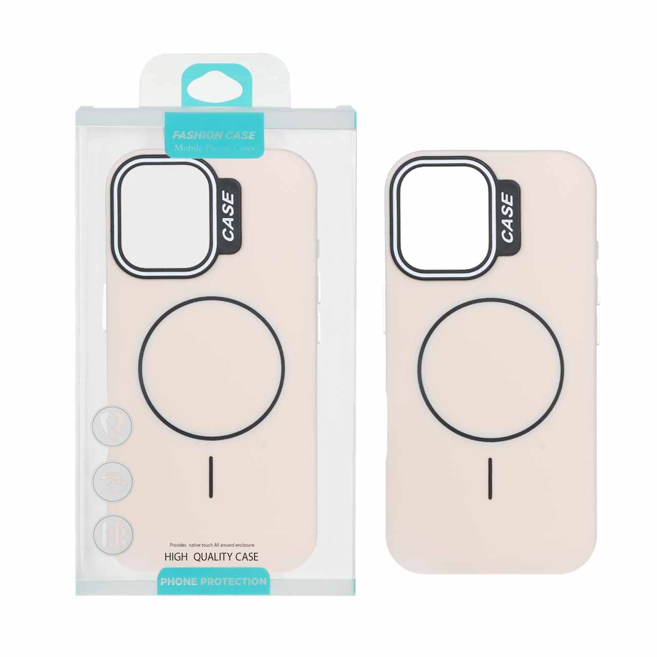 قاب طرح سیلیکون Magsafe پاستیلی Apple iPhone 16 - کرم (پک دار)