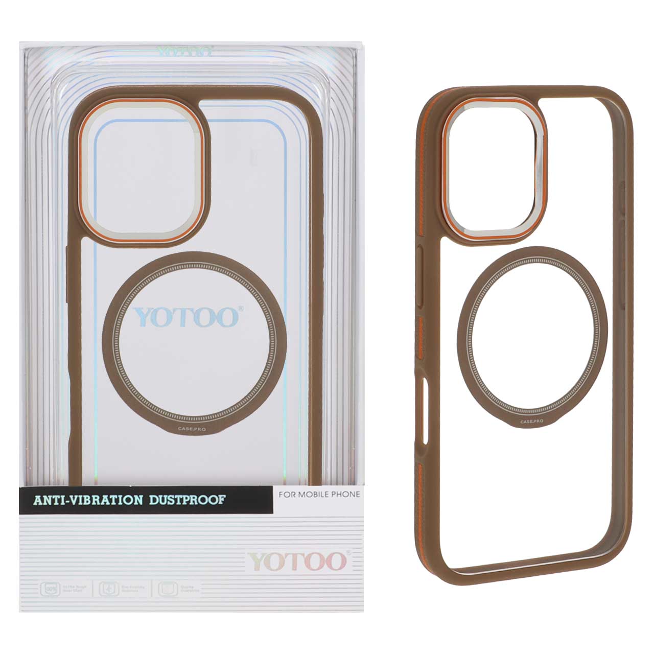 قاب اورجینال Yotoo شفاف MagSafe لنز فلزی Apple iPhone 16 - صحرایی (پک دار) - NTC