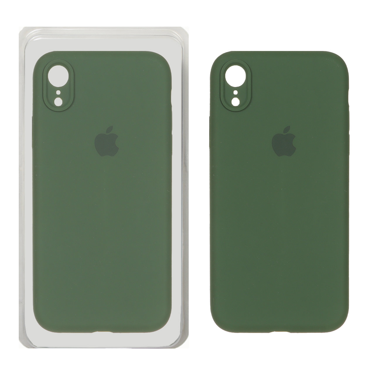قاب سیلیکونی پاک کنی محافظ لنزدار اورجینال Apple iPhone XR - سبز تیره (پک اصلی)