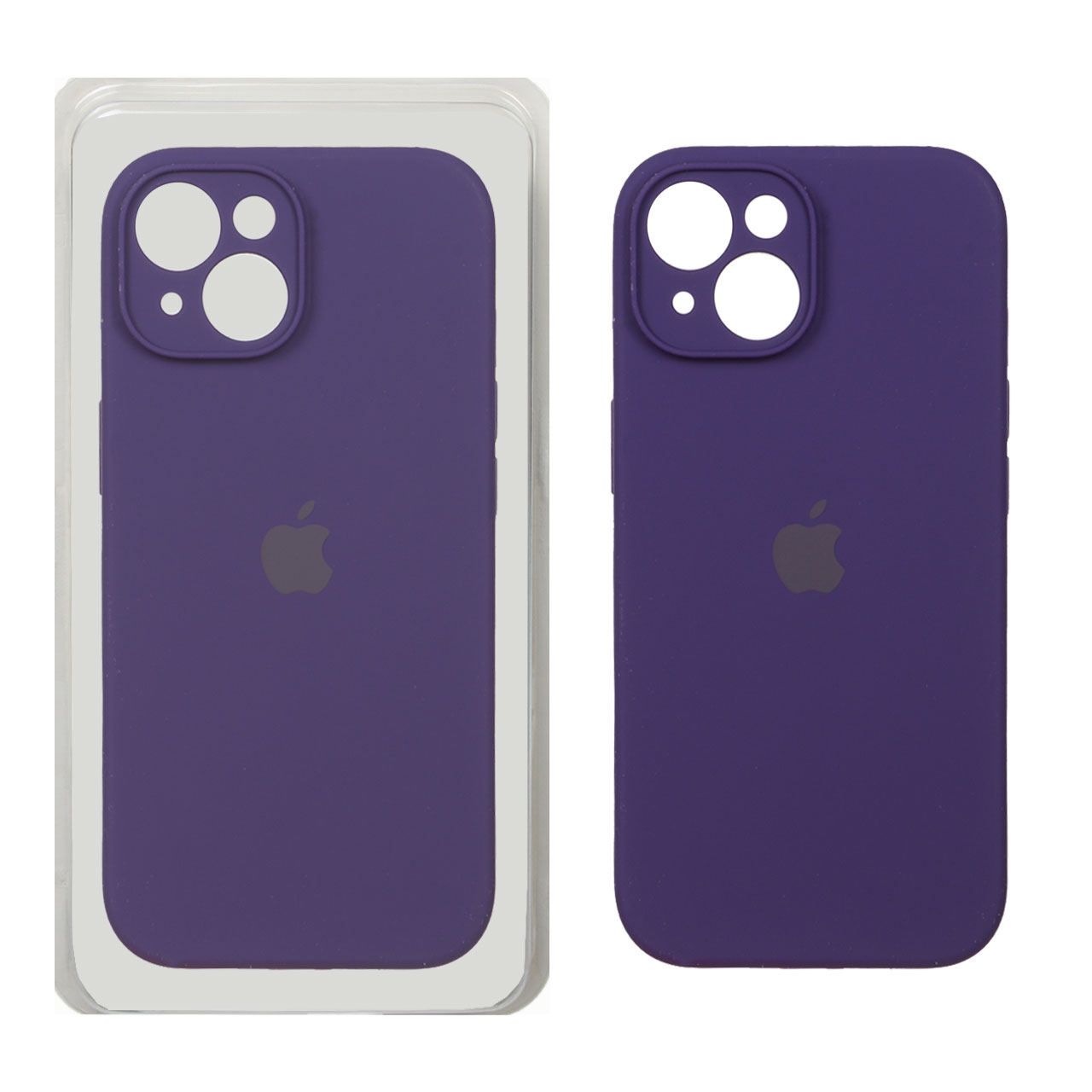 قاب سیلیکونی پاک کنی محافظ لنزدار اورجینال Apple iPhone 15 - بنفش تیره (پک اصلی)