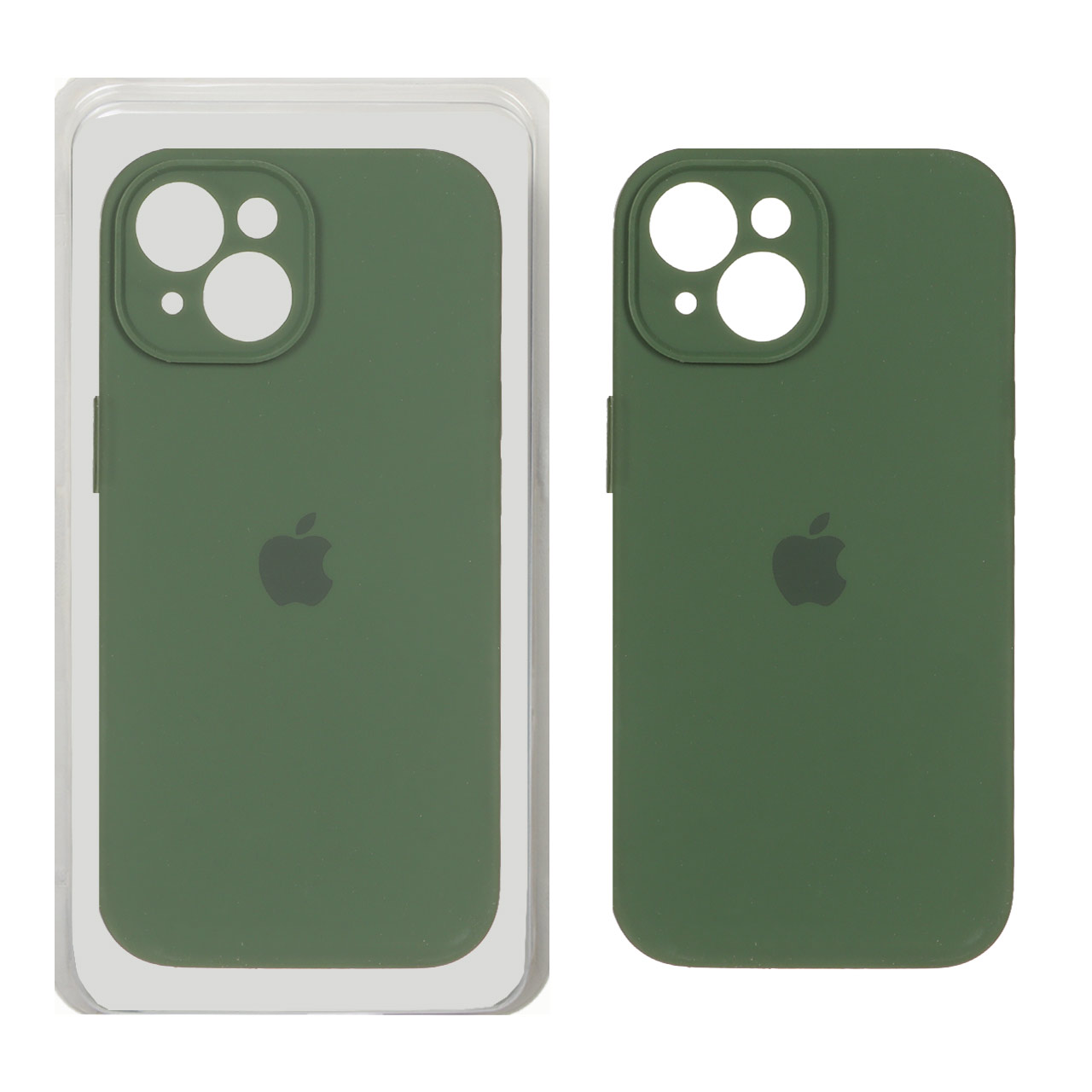 قاب سیلیکونی پاک کنی محافظ لنزدار اورجینال Apple iPhone 15 - سبز تیره (پک اصلی)