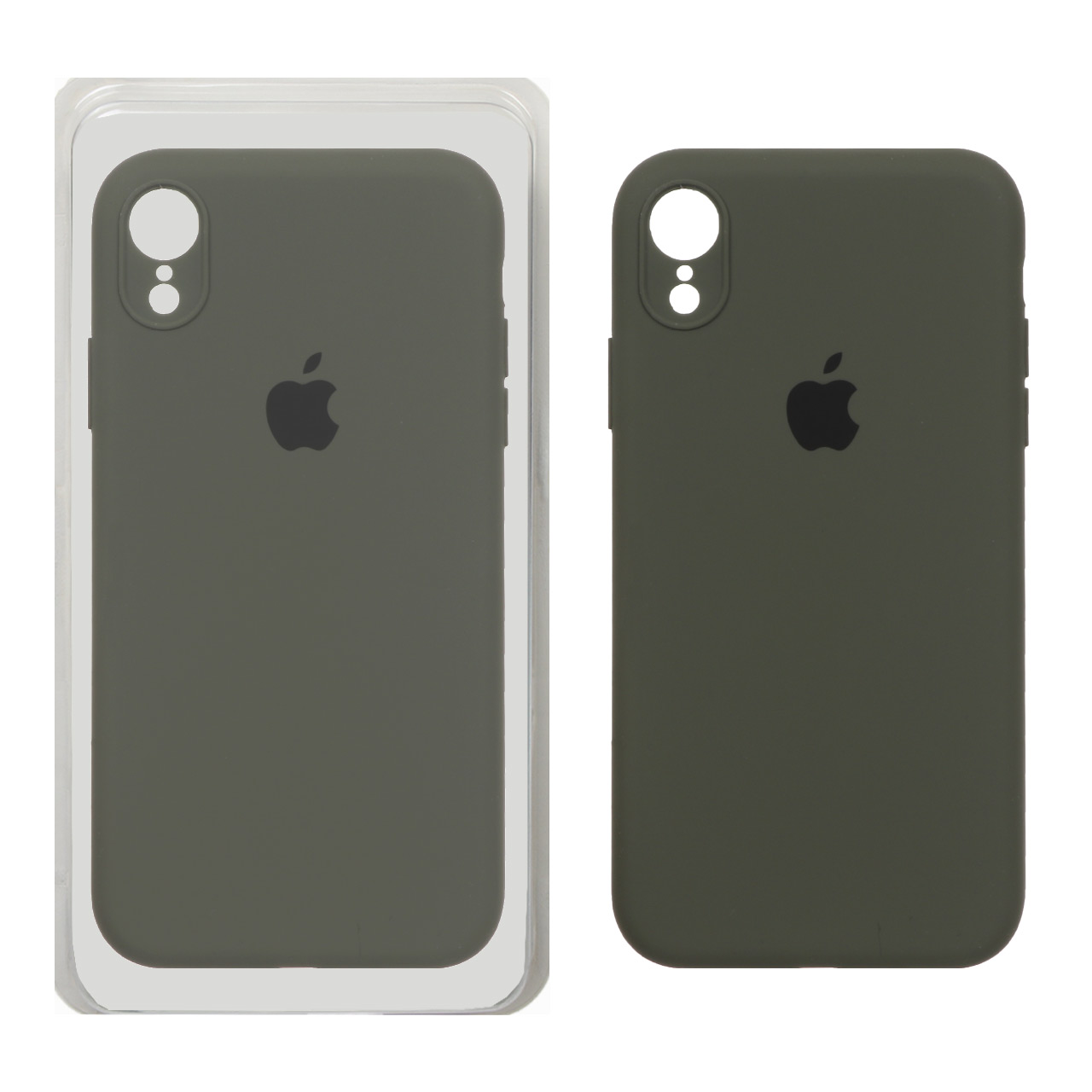 قاب سیلیکونی پاک کنی محافظ لنزدار اورجینال Apple iPhone XR - سبز زیتونی تیره (پک اصلی)