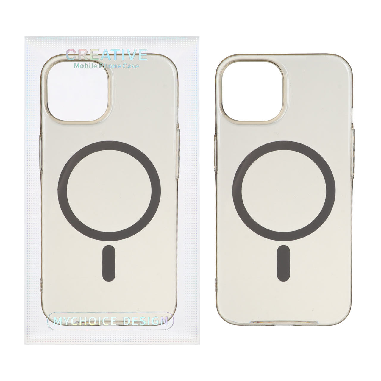 قاب اورجینال کریستالی MagSafe شفاف Creative مدل Apple iPhone 15 / iPhone 14 / iPhone 13 - خاکستری (پک دار)