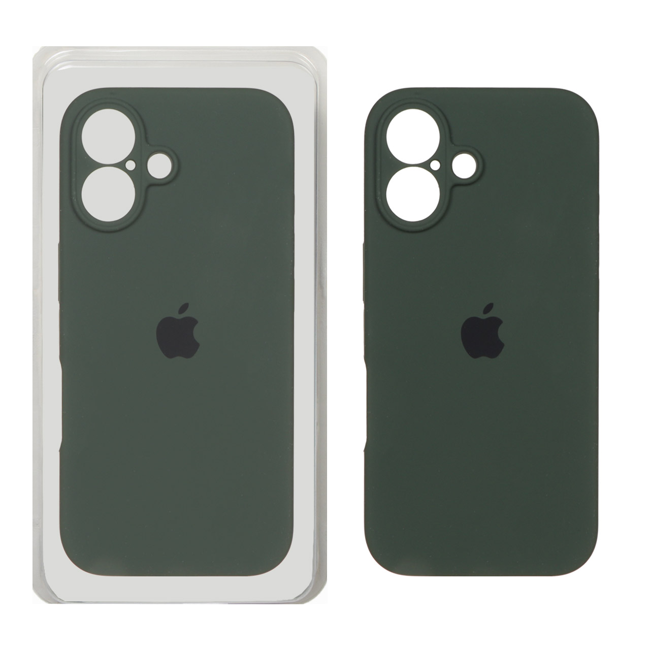 قاب سیلیکونی پاک کنی محافظ لنزدار اورجینال Apple iPhone 16 - سبز زیتونی تیره (پک اصلی)